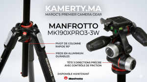 Manfrotto MK190XPRO3-3W Aluminum Tripod 